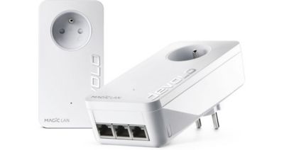 Kit de 2 adaptateurs CPL 2400 Mbits, Magic 2 LAN triple, avec 3 ports Ethernet