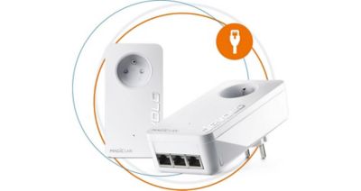 Kit de 2 adaptateurs CPL 2400 Mbits, Magic 2 LAN triple, avec 3 ports Ethernet