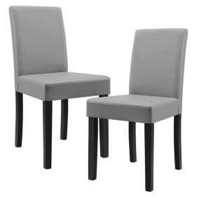 Kit de 2 Chaises Bois Massif Housse en Similicuir 90x42x48 cm Gris Clair en.casa