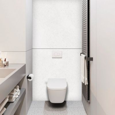 Kit de 2 Panneaux Mural Revetement Décoratif pour Salle de Bains et WC, L120xl120x0.4 , minéral blanc, KOBERT IN Verona White