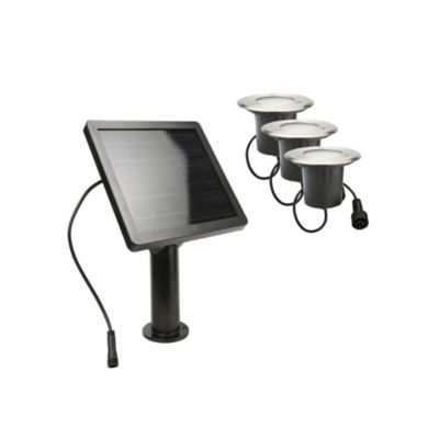 Kit de 3 spots LED encastrés solaires Inox