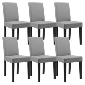 Kit de 6 Chaises Bois Cuir-synthétique 90x42x48 cm gris clair en.casa