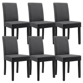 Kit de 6 Chaises Bois Cuir-synthétique 90x42x48 cm gris foncé en.casa