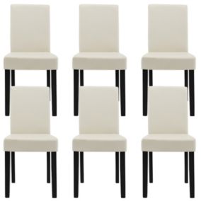 Kit de 6 Chaises Bois Cuir-synthétique 90x42x48 crème - ivoire en.casa