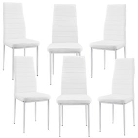 Kit de 6 x Chaises de salle à manger cuir synthétique 96x43x52 cm blanc en.casa