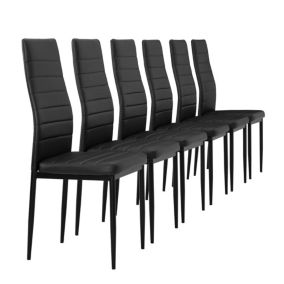 Kit de 6 x Chaises de salle à manger cuir synthétique 96x43x52 cm noir en.casa