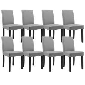 Kit de 8 Chaises rembourées Bois Cuir-synthétique 90x42x48 cm gris clair en.casa