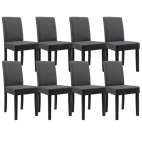 Kit de 8 Chaises rembourées Bois Cuir-synthétique 90x42x48 cm gris foncé en.casa