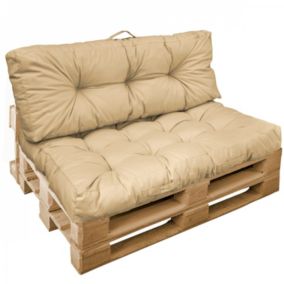 Kit de coussins pour palette capitonnés - Beige - Linxor