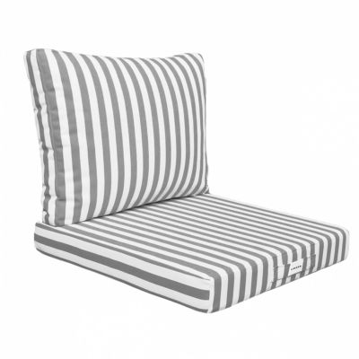 Kit de coussins pour salon de jardin déhoussables - 50 x 50 cm - Rayé gris - Linxor