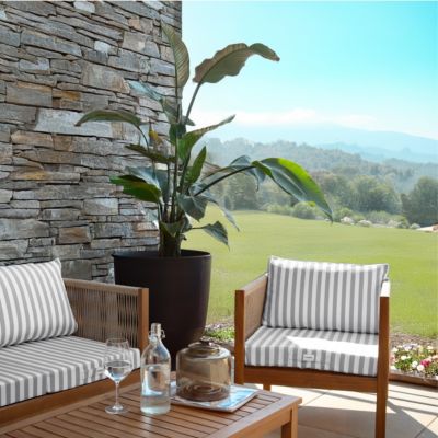 Kit de coussins pour salon de jardin déhoussables - 50 x 50 cm - Rayé gris - Linxor