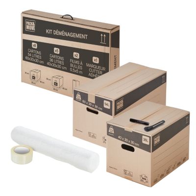 Cartons Déménagement Pack And Move - Lot De 30 Avec Poignées + Adhésif