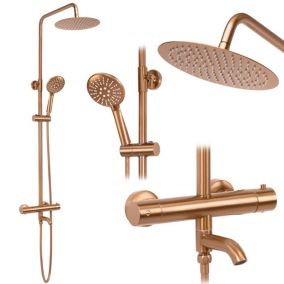 Kit de douche avec thermostat REA Lungo Copper Brush