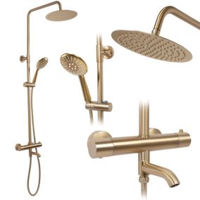 Kit de douche avec thermostat REA Lungo Gold Brush