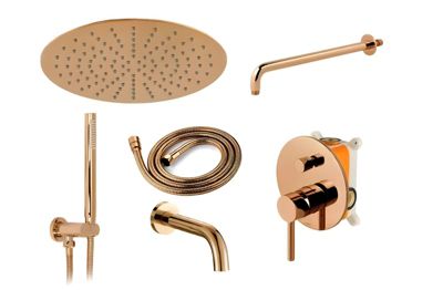 Kit de douche-baignoire encastrée REA Lungo Rose Gold + box