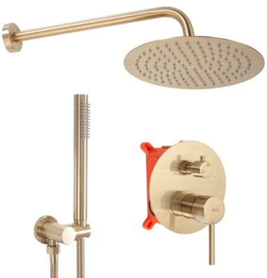 Kit De Douche Encastré Rea Lungo Brush Gold 17X16X36,5Cm + Box