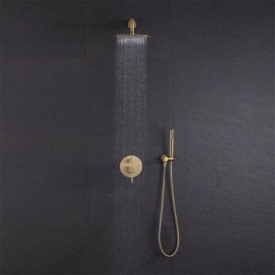 Kit De Douche Encastré Rea Lungo Brush Gold 17X16X36,5Cm + Box