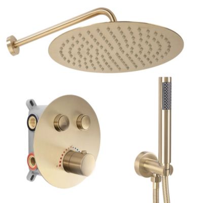 Kit De Douche Encastré Rea Lungo Thermostat Brush Gold 51,5X30X39,5Cm