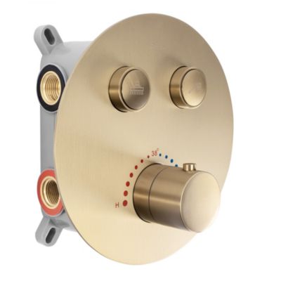 Kit De Douche Encastré Rea Lungo Thermostat Brush Gold 51,5X30X39,5Cm