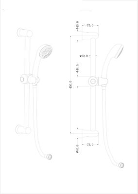 Kit de douche Nakri sans robinetterie avec pommeau de douche 1 jet + 1 support inox + 1 flexible 150 cm en inox