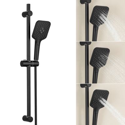 Kit de douche Noir, Douchette 3 Fonctions, SOFETIY MAX Ensemble de Douche Design Réglable en Hauteur, Pommeau de douche, barre