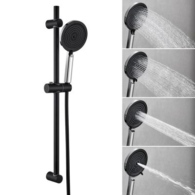 Kit de douche Noir, Douchette 4 Fonctions, SOFETIY MAX Ensemble de Douche Design Réglable en Hauteur, Pommeau de douche, barre