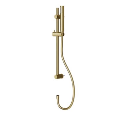 Kit de douche sans robinetterie avec barre réglable + douchette + flexible, doré brossé, GoodHome Owens