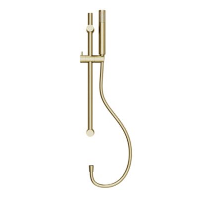 Kit de douche sans robinetterie avec barre réglable + douchette + flexible, doré brossé, GoodHome Owens