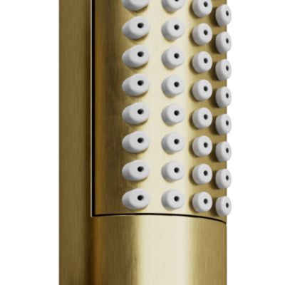 Kit de douche sans robinetterie avec barre réglable + douchette + flexible, doré brossé, GoodHome Owens