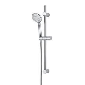 Colonne de douche sans robinetterie avec pommeau + douchette 3 jets +  flexible + barre réglable, chrome, Sarodis Duo Smart