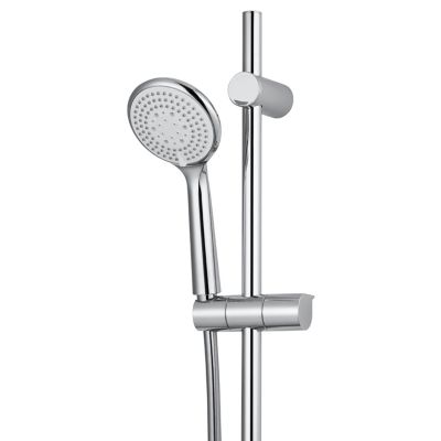 Kit de douche sans robinetterie avec douchette 3 jets + barre réglable + flexible chrome GoodHome Cavally