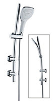 Kit de douche sans robinetterie avec douchette 3 jets + flexible + barre réglable, chrome, Edouard Rousseau Milk