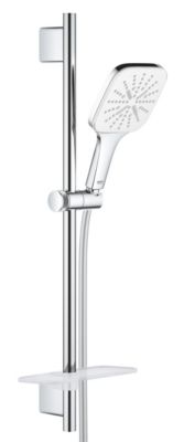 Kit de douche sans robinetterie avec douchette 3 jets + flexible + barre réglable, chrome, Grohe Vitalio SmartActive 130 Cube
