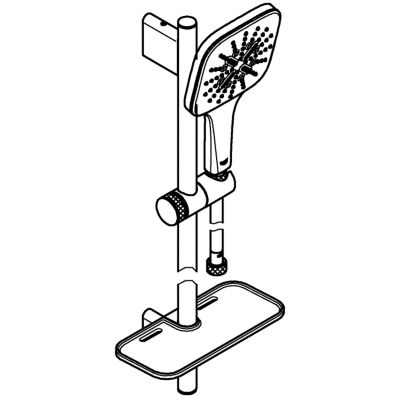 Kit de douche sans robinetterie avec douchette 3 jets + flexible + barre réglable, chrome, Grohe Vitalio SmartActive 130 Cube