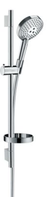 Kit de douche sans robinetterie avec douchette 3 jets + flexible + barre réglable, chrome, Hansgrohe Raindance Select