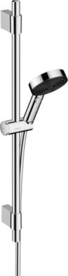 Kit de douche sans robinetterie avec douchette 3 jets + flexible + barre réglable Hansgrohe Pulsify Blend chromé