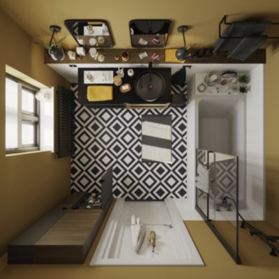 Kit de douche sans robinetterie avec douchette 3 jets + flexible + barre réglable noir GoodHome Cavally