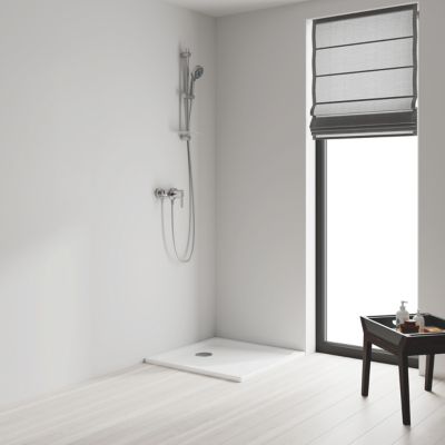 Kit de douche sans robinetterie avec douchette 4 jets + flexible + barre réglable, chrome, Grohe Vitalio 100