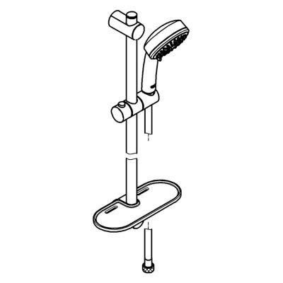 Kit de douche sans robinetterie avec douchette 4 jets + flexible + barre réglable, chrome, Grohe Vitalio 100