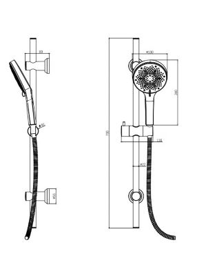 Kit de douche sans robinetterie avec douchette, flexible et barre réglable, blanc, Edouard Rousseau Bolton