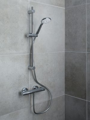 Kit de douche thermostatique chrome GoodHome Cavally