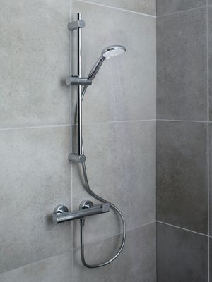 Kit de douche thermostatique chrome GoodHome Cavally
