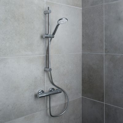 Kit de douche thermostatique chrome GoodHome Cavally