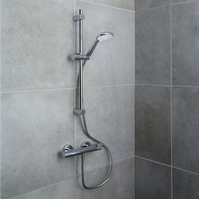 Kit de douche thermostatique chrome GoodHome Cavally