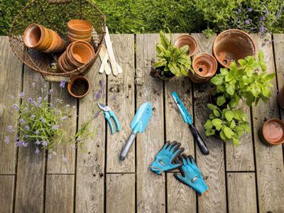 Kit de jardinage Gardena avec gants, sécateur, transplantoire et désherbeur