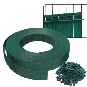 Kit de lamelles occultantes PVC brise vue 75m x 4.7cm avec 150 clips Vert VOUNOT