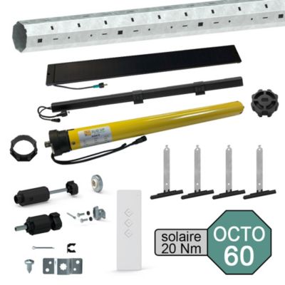 Kit de motorisation radio solaire pour volet roulant 40 kg - tube OCTO 60 mm - 20 Nm