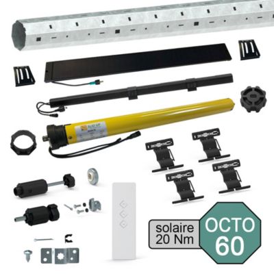 Kit de motorisation radio solaire pour volet roulant 40 kg - tube OCTO 60 mm - 20 Nm