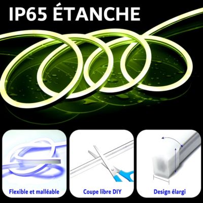 Kit de Néon flexible LED RGB 5m, DC 12V, APP/Télécommande, Plusieurs modes, IP65 étanche