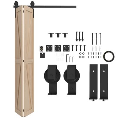 Kit de porte coulissante compatibilité porte épaisseur 40-55 mm longueur rail 1,22 m charge max. 90 Kg acier au carbone noir